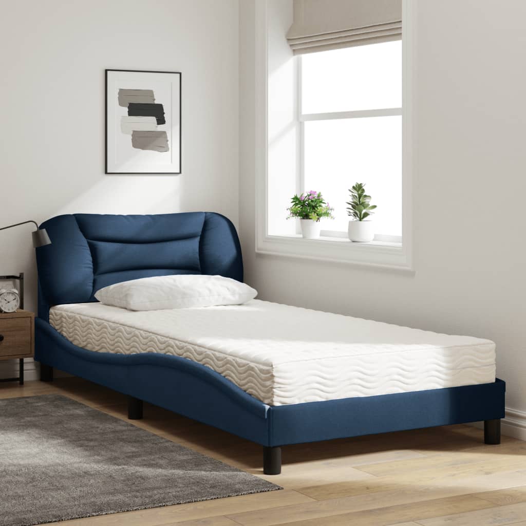 Bed met matras "Hvar" stof blauw 100x200 cm is nu te koop bij PeponiXL, paradijselijk wonen!