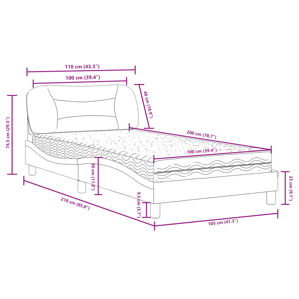Bed met matras "Hvar" stof blauw 100x200 cm is nu te koop bij PeponiXL, paradijselijk wonen!