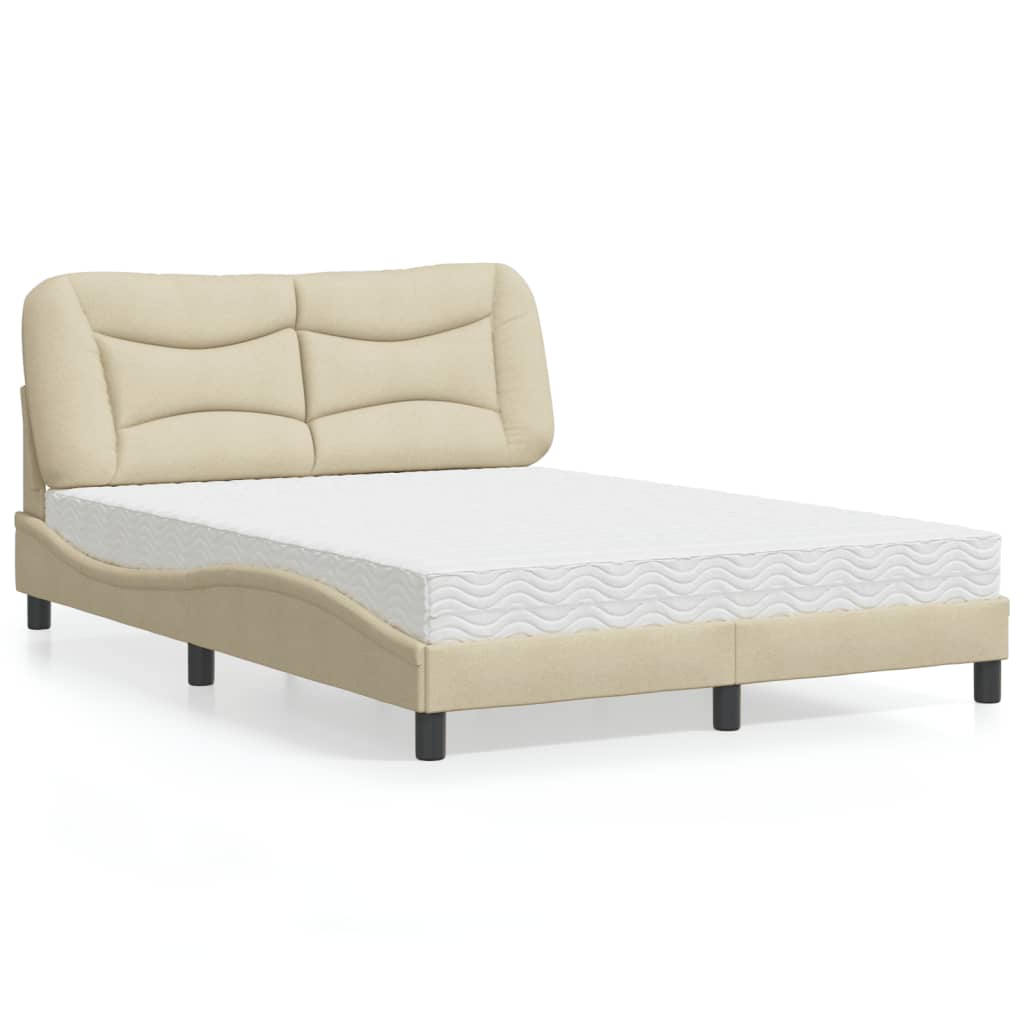 Bed met matras "Hvar" stof crèmekleurig 120x200 cm is nu te koop bij PeponiXL, paradijselijk wonen!