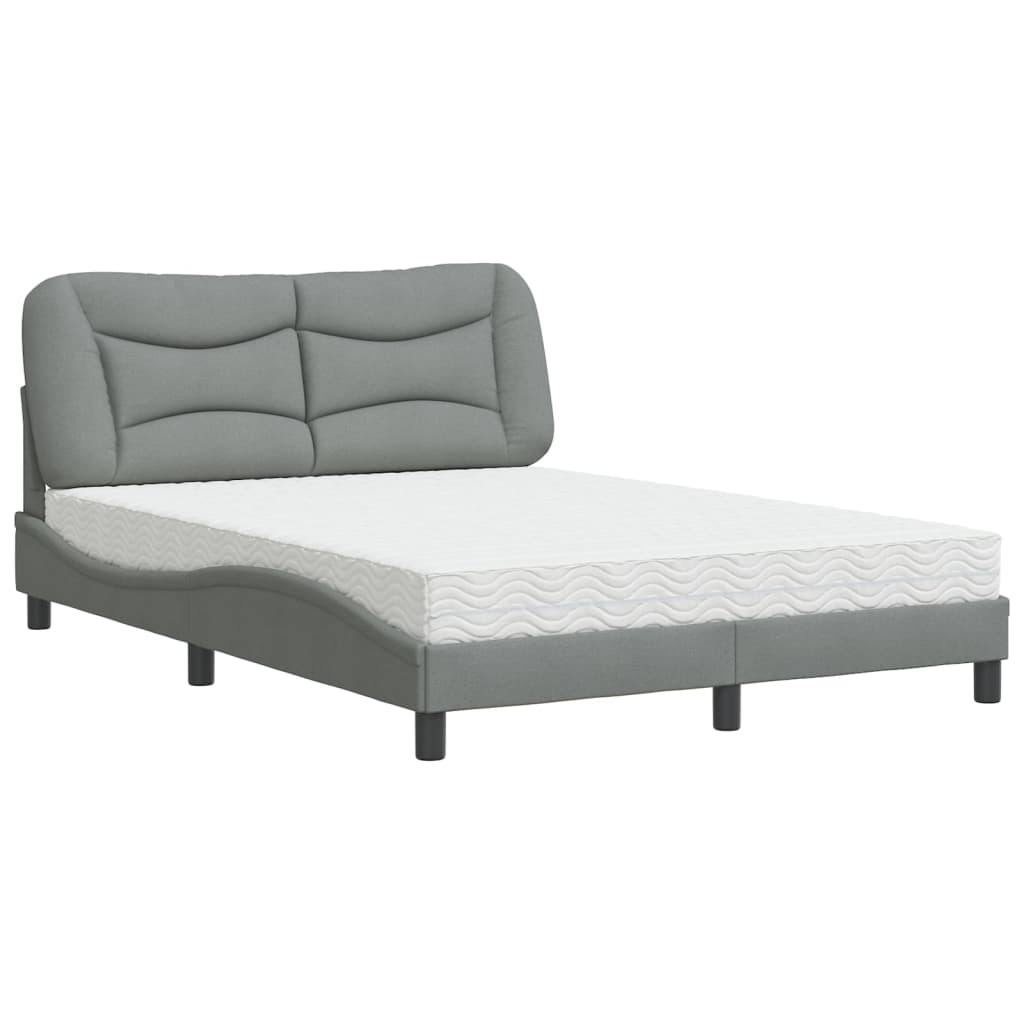Bed met matras "Hvar" stof lichtgrijs 140x190 cm is nu te koop bij PeponiXL, paradijselijk wonen!