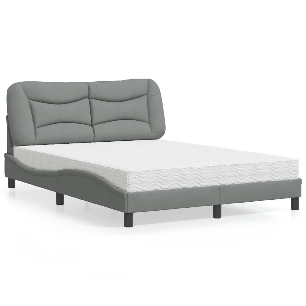 Bed met matras "Hvar" stof lichtgrijs 140x190 cm is nu te koop bij PeponiXL, paradijselijk wonen!
