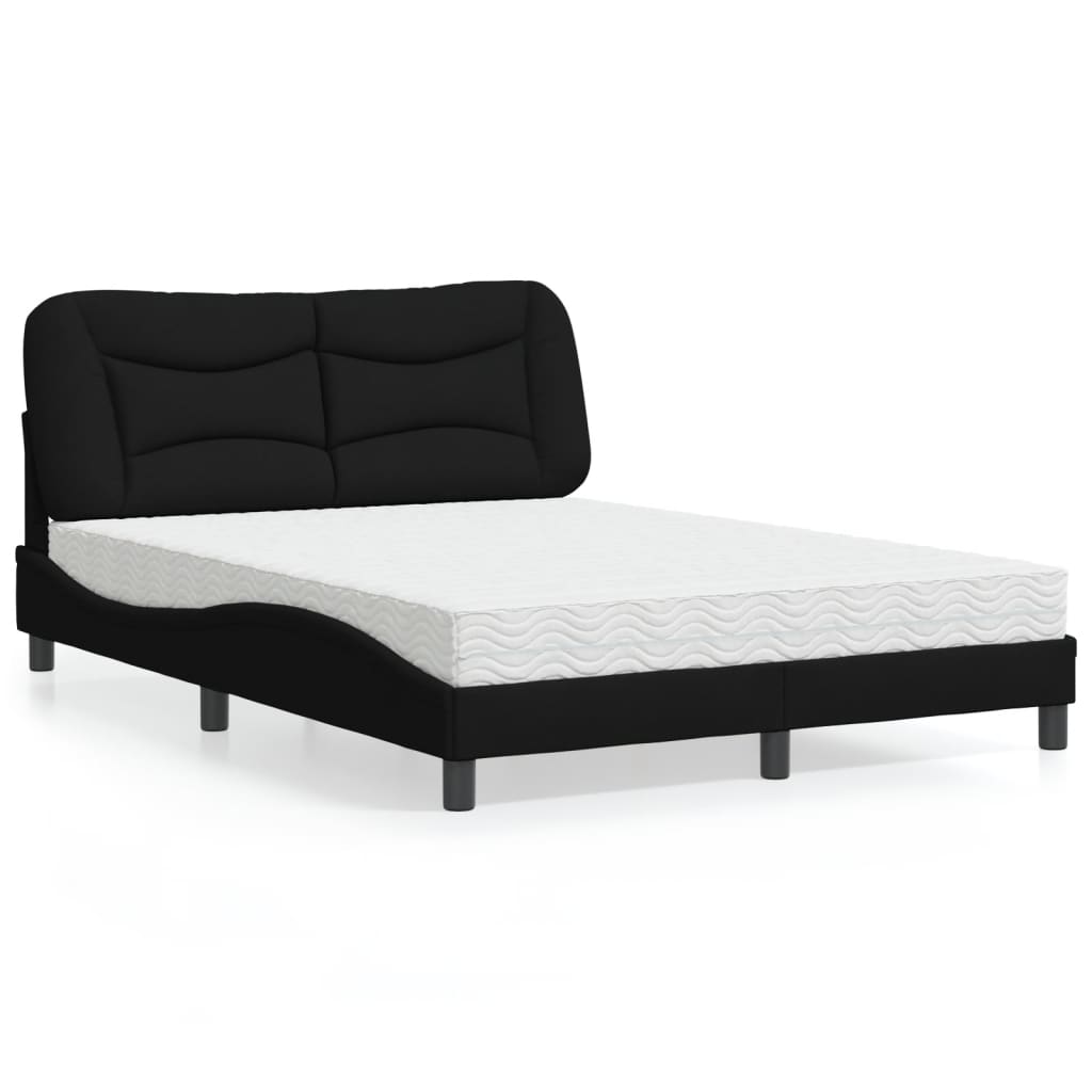 Bed met matras "Hvar" stof zwart 140x190 cm is nu te koop bij PeponiXL, paradijselijk wonen!