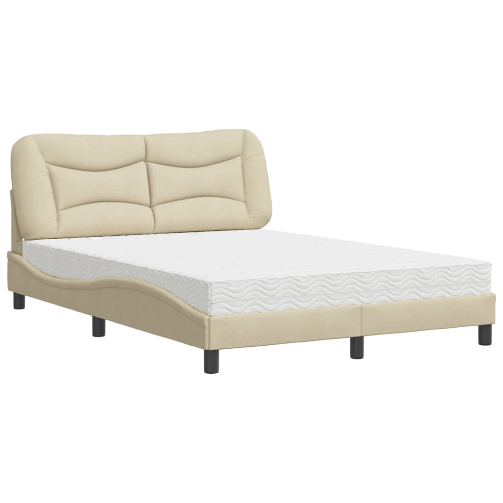 Bed met matras "Hvar" stof crèmekleurig 140x190 cm is nu te koop bij PeponiXL, paradijselijk wonen!