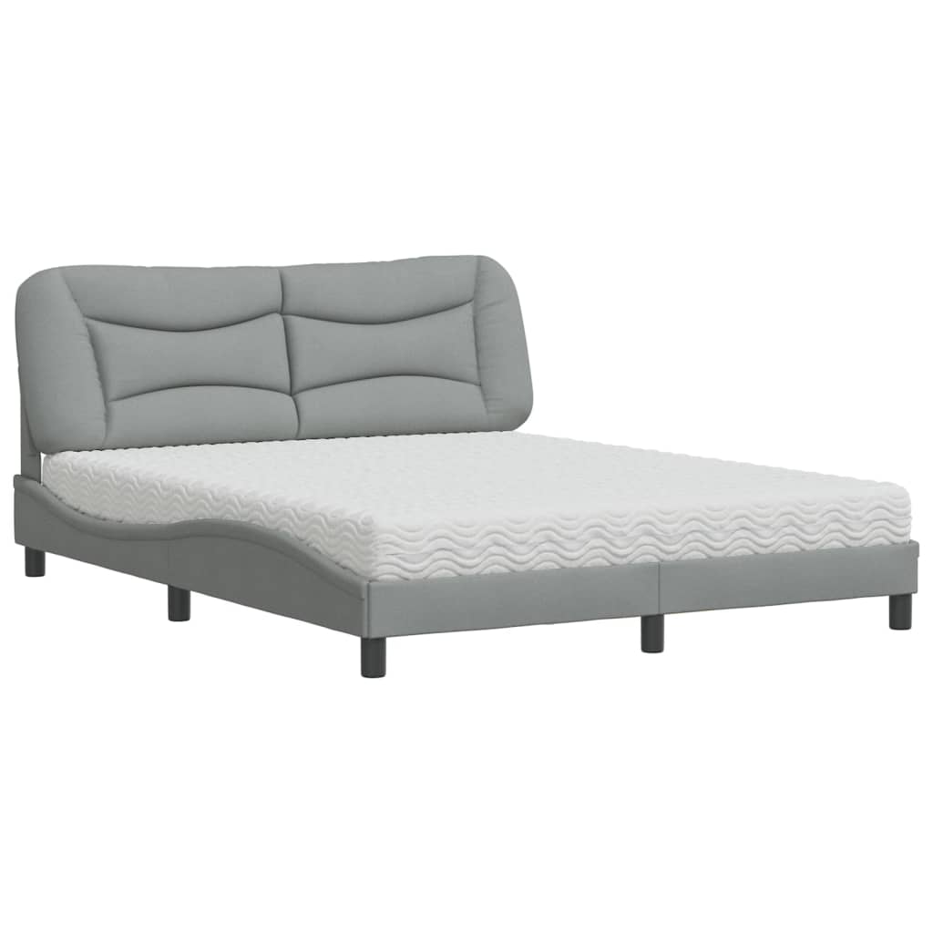 Bed met matras "Hvar" stof lichtgrijs 160x200 cm is nu te koop bij PeponiXL, paradijselijk wonen!