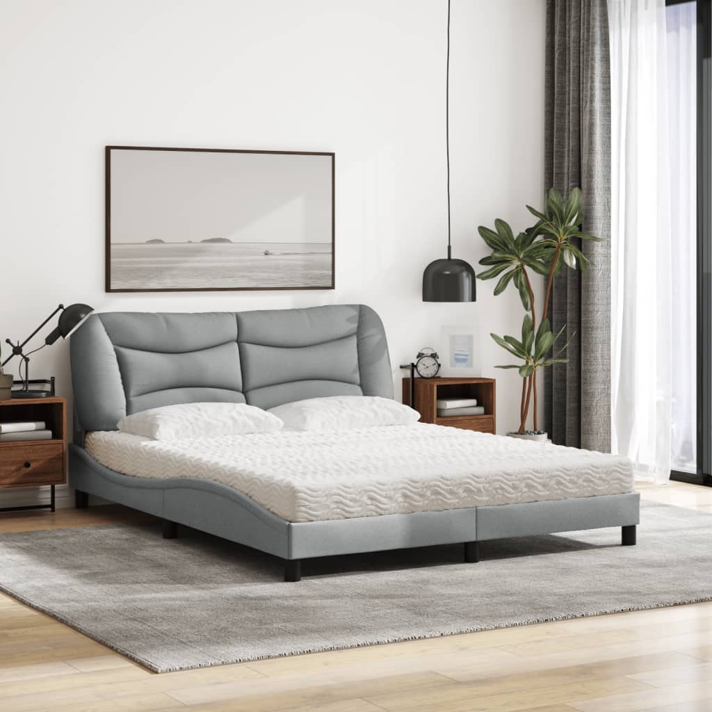 Bed met matras "Hvar" stof lichtgrijs 160x200 cm is nu te koop bij PeponiXL, paradijselijk wonen!