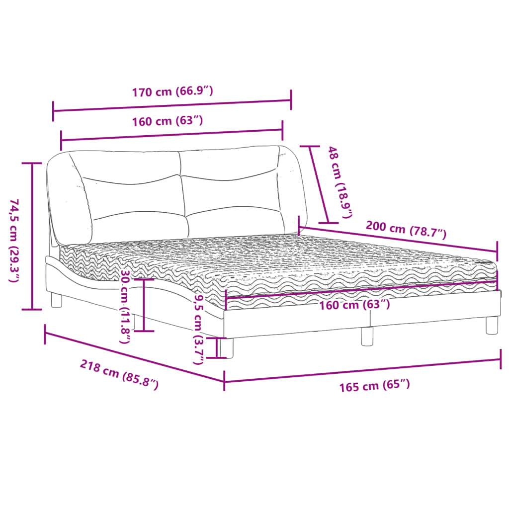 Bed met matras "Hvar" stof lichtgrijs 160x200 cm is nu te koop bij PeponiXL, paradijselijk wonen!
