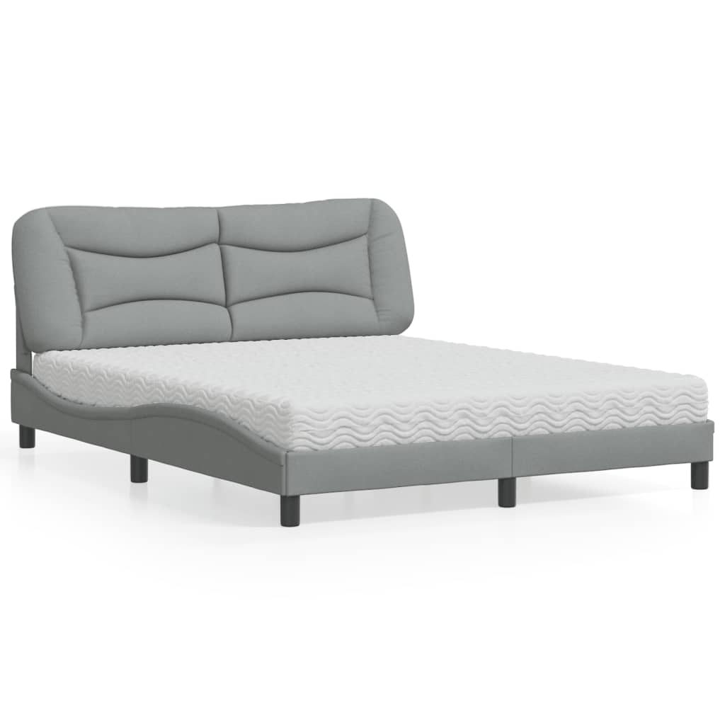 Bed met matras "Hvar" stof lichtgrijs 160x200 cm is nu te koop bij PeponiXL, paradijselijk wonen!