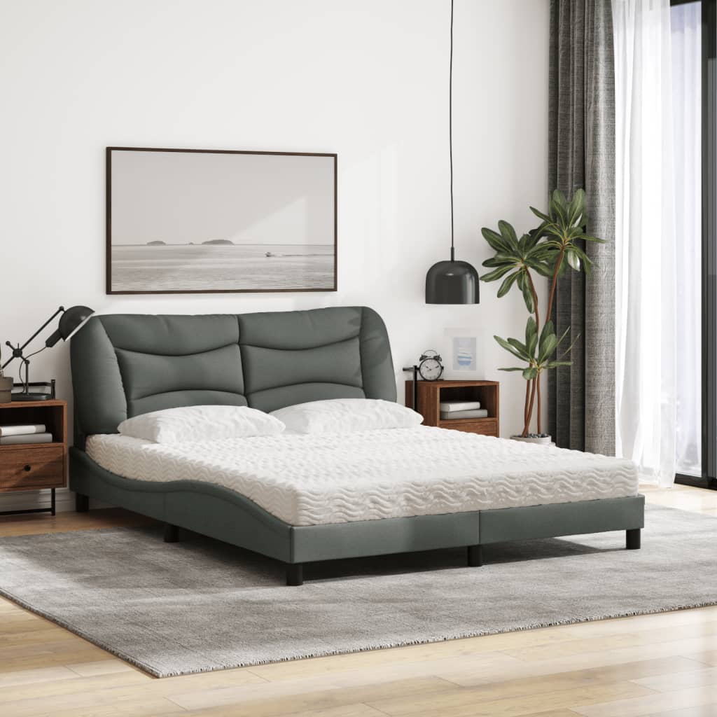 Bed met matras "Hvar" stof donkergrijs 160x200 cm is nu te koop bij PeponiXL, paradijselijk wonen!
