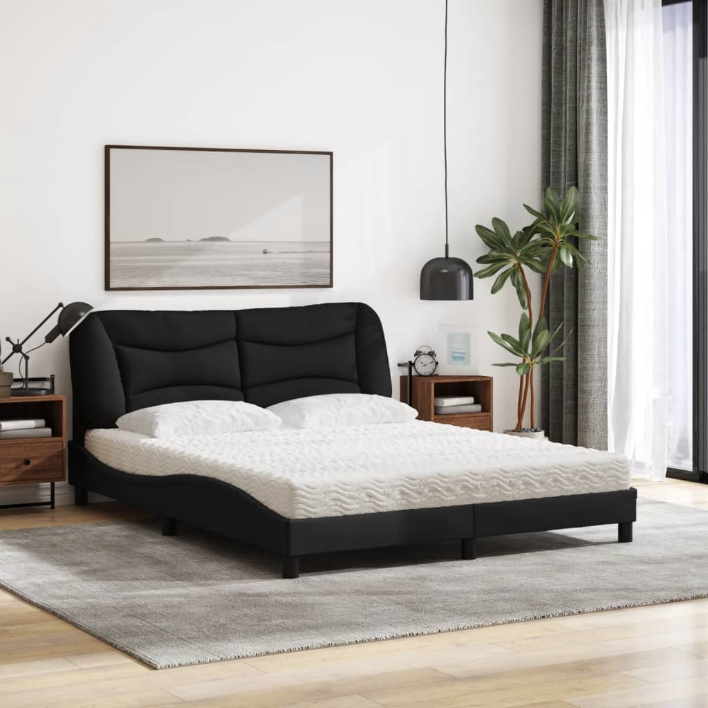 Bed met matras "Hvar" stof zwart 160x200 cm is nu te koop bij PeponiXL, paradijselijk wonen!