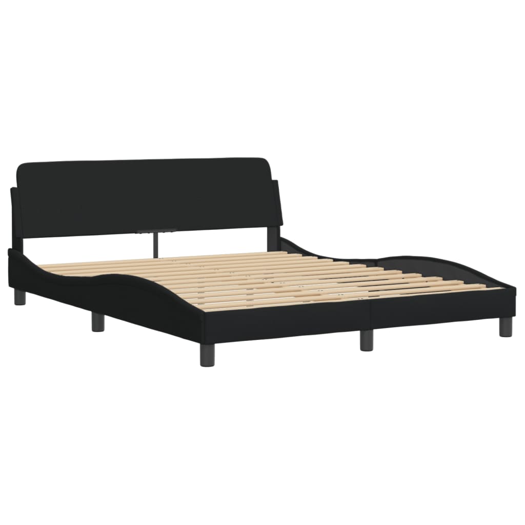 Bed met matras "Hvar" stof zwart 160x200 cm is nu te koop bij PeponiXL, paradijselijk wonen!