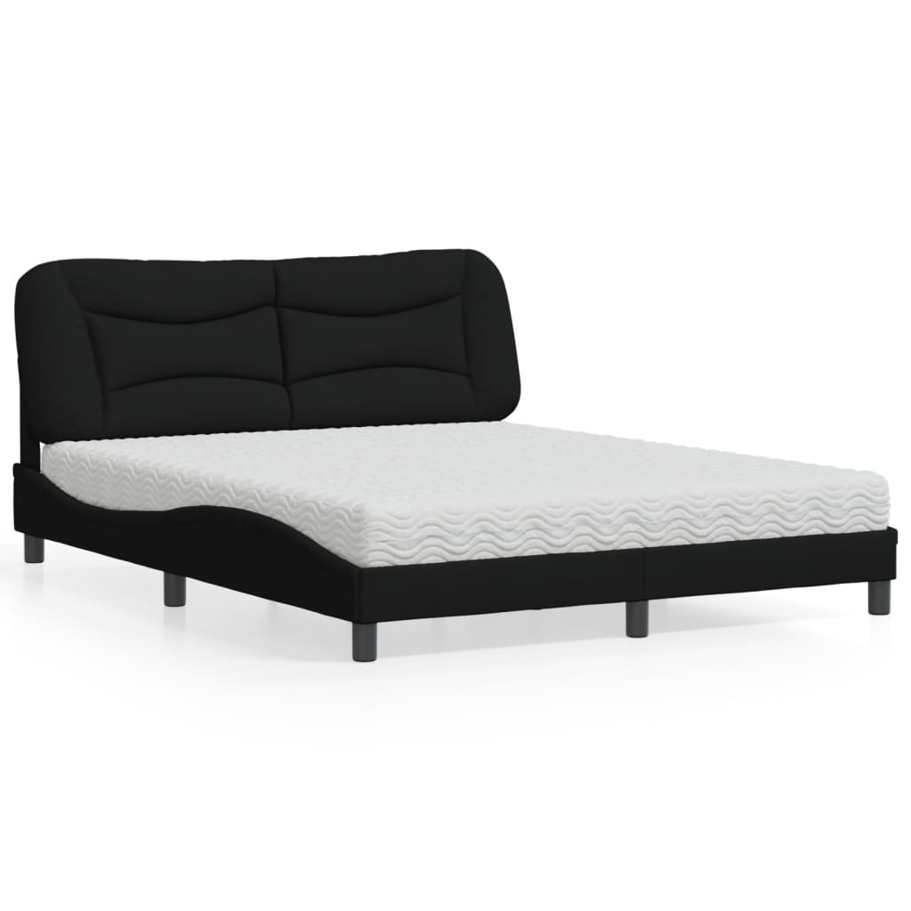 Bed met matras "Hvar" stof zwart 160x200 cm is nu te koop bij PeponiXL, paradijselijk wonen!