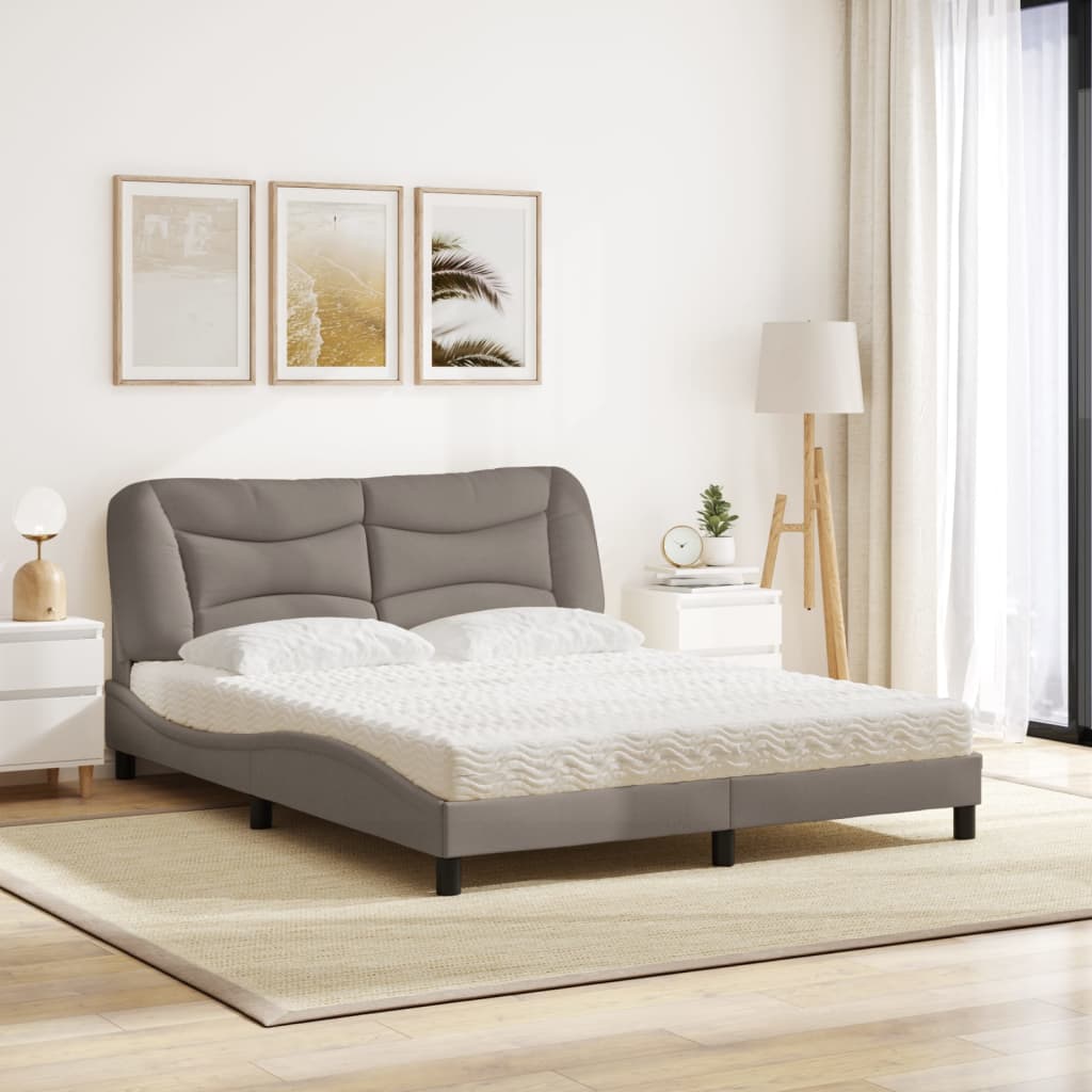 Bed met matras "Hvar" stof taupe 160x200 cm is nu te koop bij PeponiXL, paradijselijk wonen!
