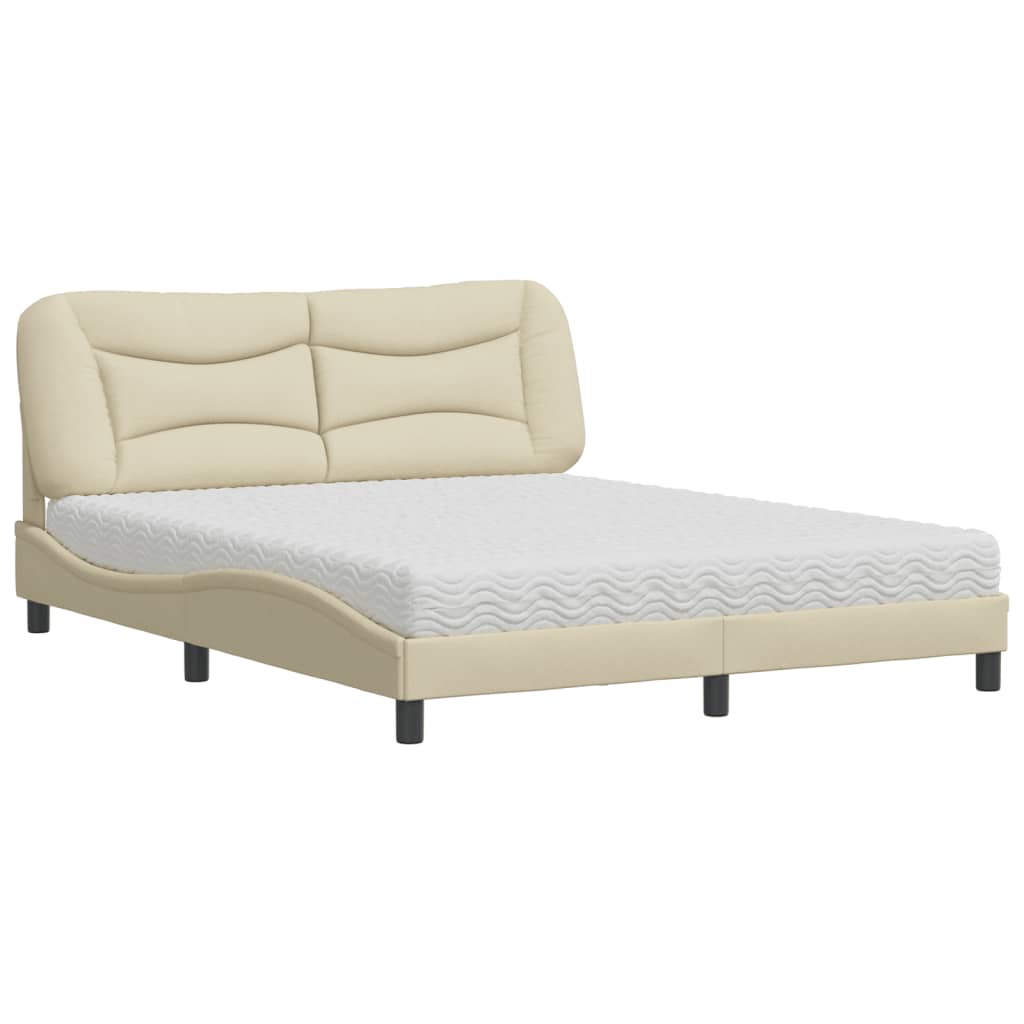 Bed met matras "Hvar" stof crèmekleurig 160x200 cm is nu te koop bij PeponiXL, paradijselijk wonen!