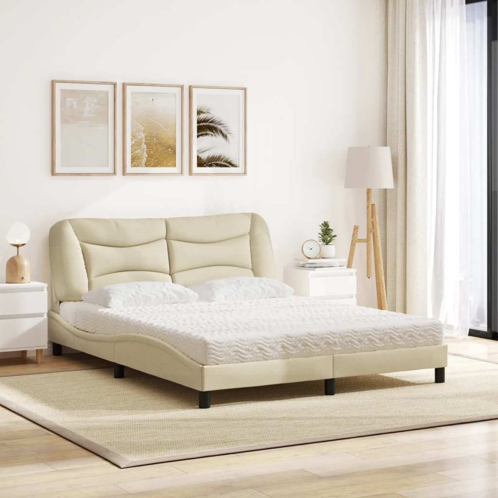 Bed met matras "Hvar" stof crèmekleurig 160x200 cm is nu te koop bij PeponiXL, paradijselijk wonen!