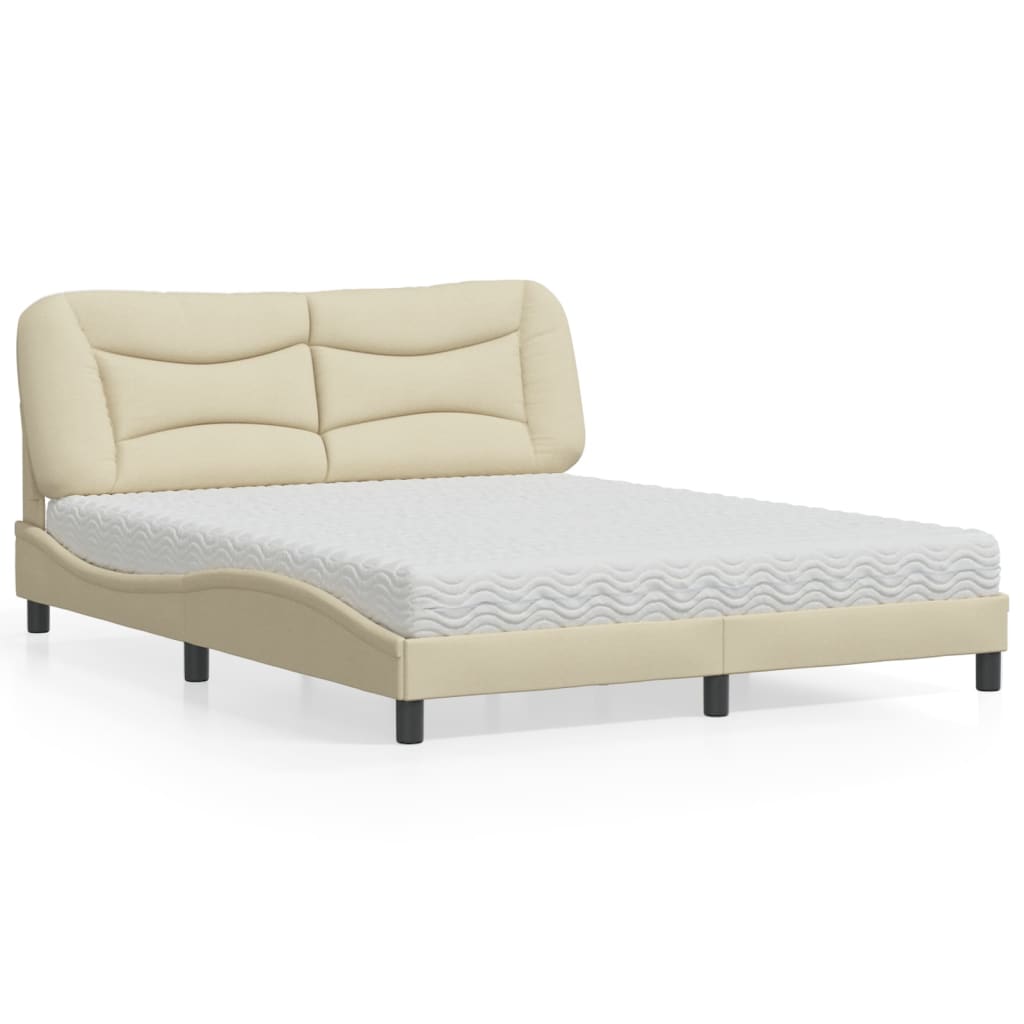Bed met matras "Hvar" stof crèmekleurig 160x200 cm is nu te koop bij PeponiXL, paradijselijk wonen!