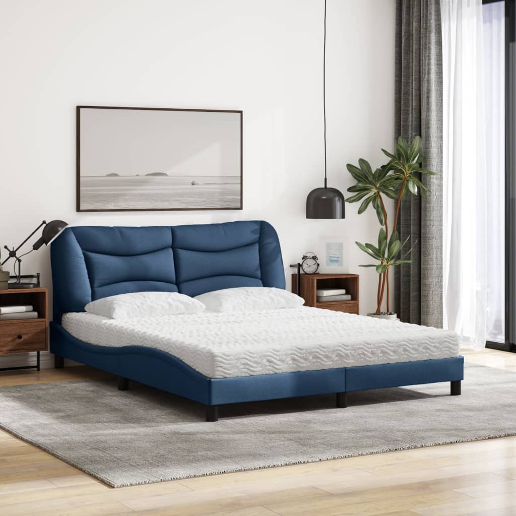 Bed met matras "Hvar" stof blauw 160x200 cm is nu te koop bij PeponiXL, paradijselijk wonen!