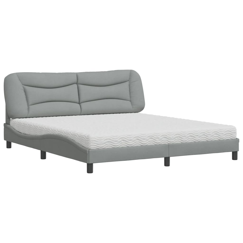 Bed met matras "Hvar" stof lichtgrijs 180x200 cm is nu te koop bij PeponiXL, paradijselijk wonen!