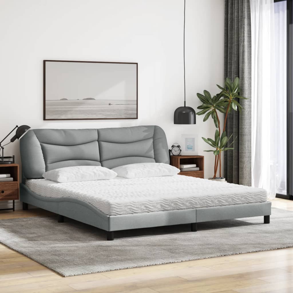 Bed met matras "Hvar" stof lichtgrijs 180x200 cm is nu te koop bij PeponiXL, paradijselijk wonen!