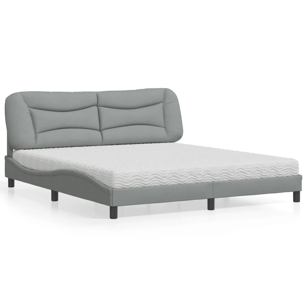 Bed met matras "Hvar" stof lichtgrijs 180x200 cm is nu te koop bij PeponiXL, paradijselijk wonen!