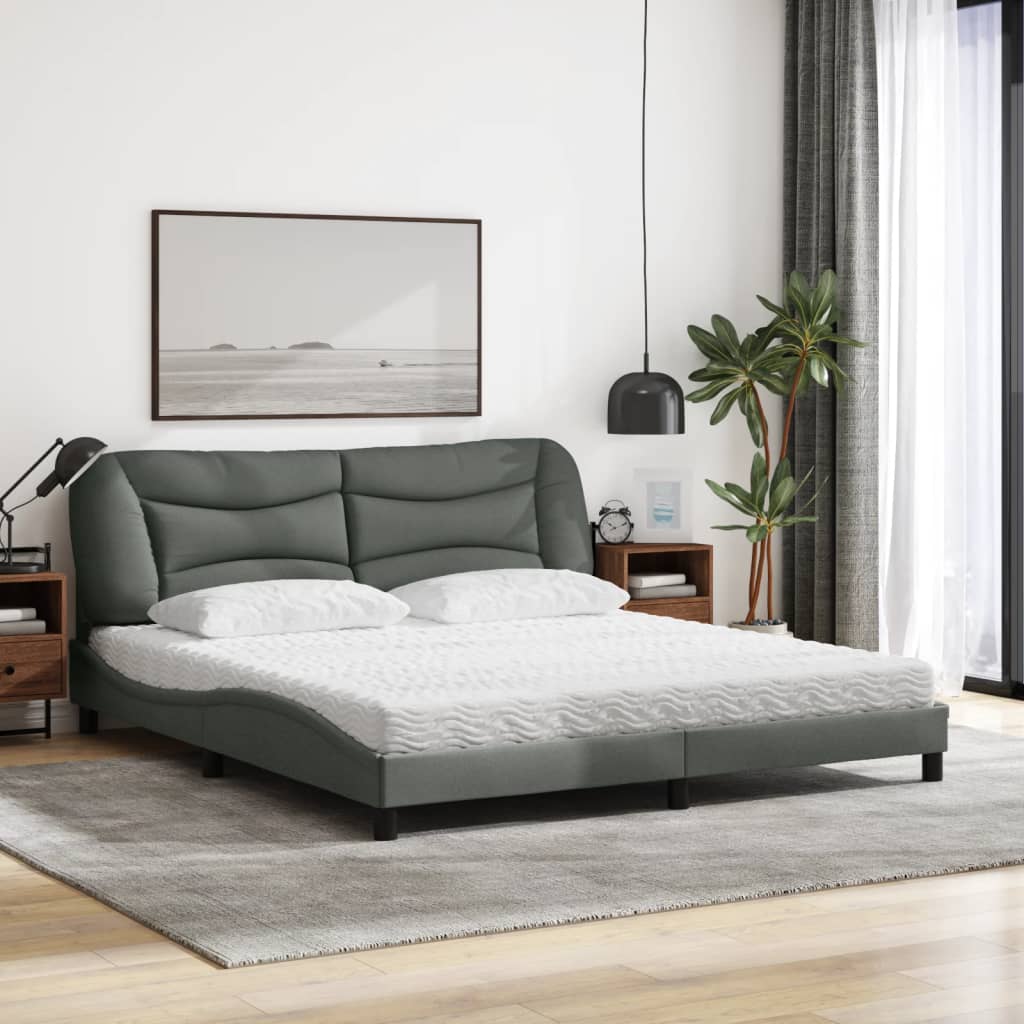 Bed met matras "Hvar" stof donkergrijs 180x200 cm is nu te koop bij PeponiXL, paradijselijk wonen!