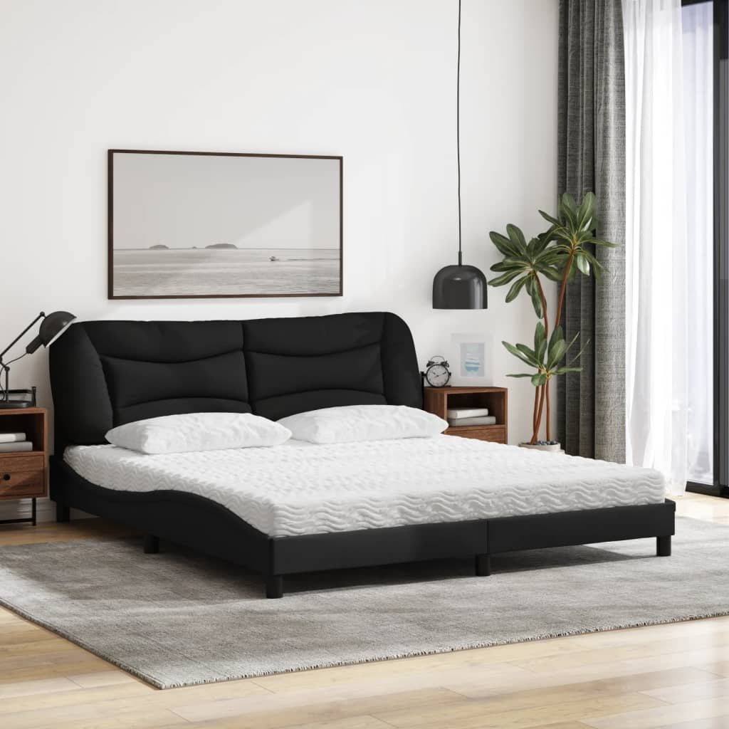 Bed met matras "Hvar" stof zwart 180x200 cm is nu te koop bij PeponiXL, paradijselijk wonen!