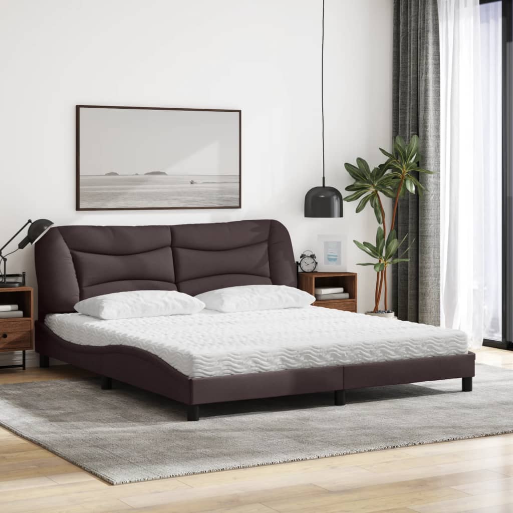 Bed met matras "Hvar" stof donkerbruin 180x200 cm is nu te koop bij PeponiXL, paradijselijk wonen!
