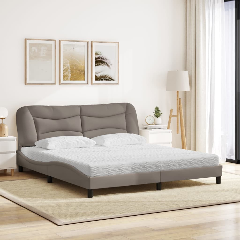 Bed met matras "Hvar" stof taupe 180x200 cm is nu te koop bij PeponiXL, paradijselijk wonen!