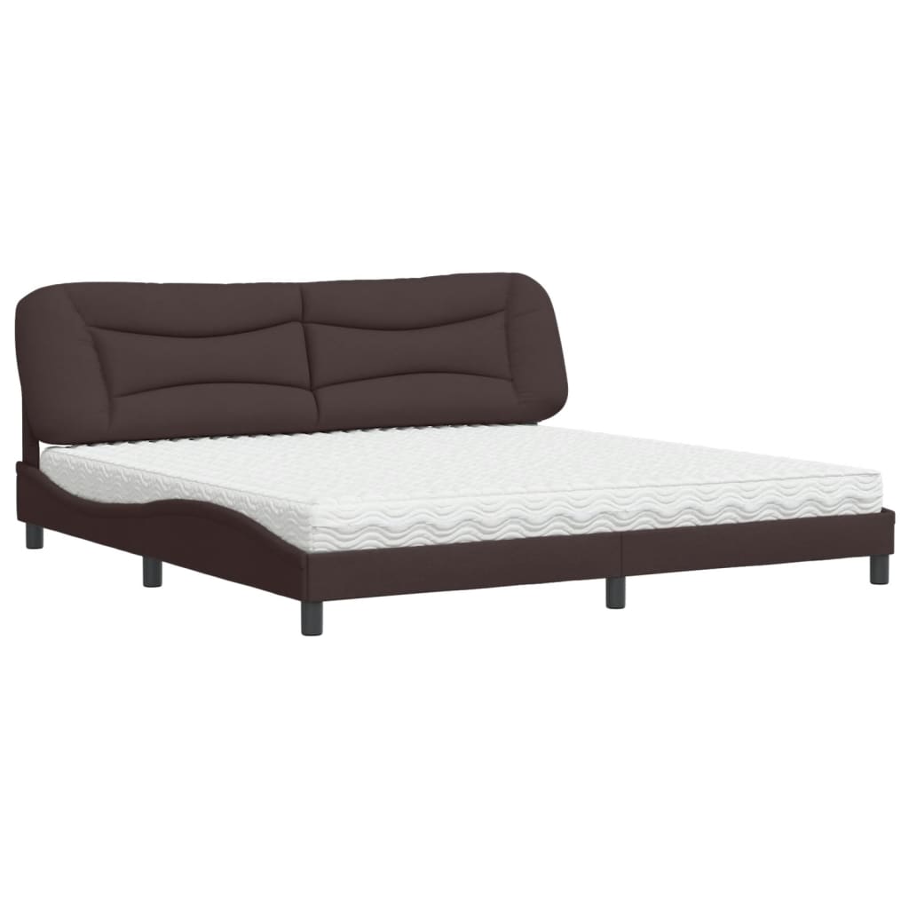 Bed met matras "Hvar" stof donkerbruin 200x200 cm is nu te koop bij PeponiXL, paradijselijk wonen!