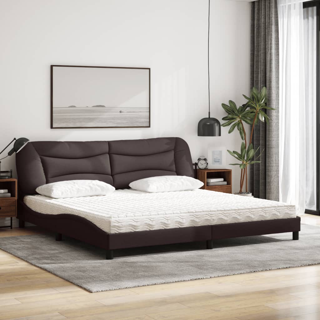 Bed met matras "Hvar" stof donkerbruin 200x200 cm is nu te koop bij PeponiXL, paradijselijk wonen!