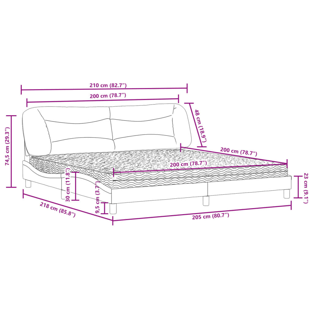 Bed met matras "Hvar" stof donkerbruin 200x200 cm is nu te koop bij PeponiXL, paradijselijk wonen!