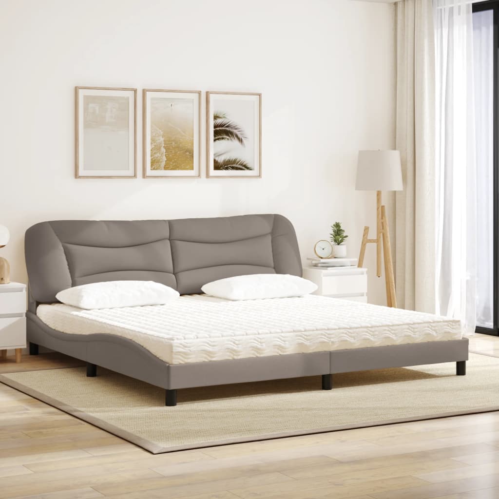 Bed met matras "Hvar" stof taupe 200x200 cm is nu te koop bij PeponiXL, paradijselijk wonen!