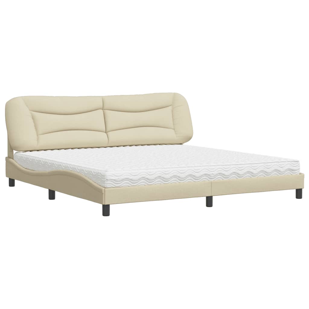 Bed met matras "Hvar" stof crèmekleurig 200x200 cm is nu te koop bij PeponiXL, paradijselijk wonen!