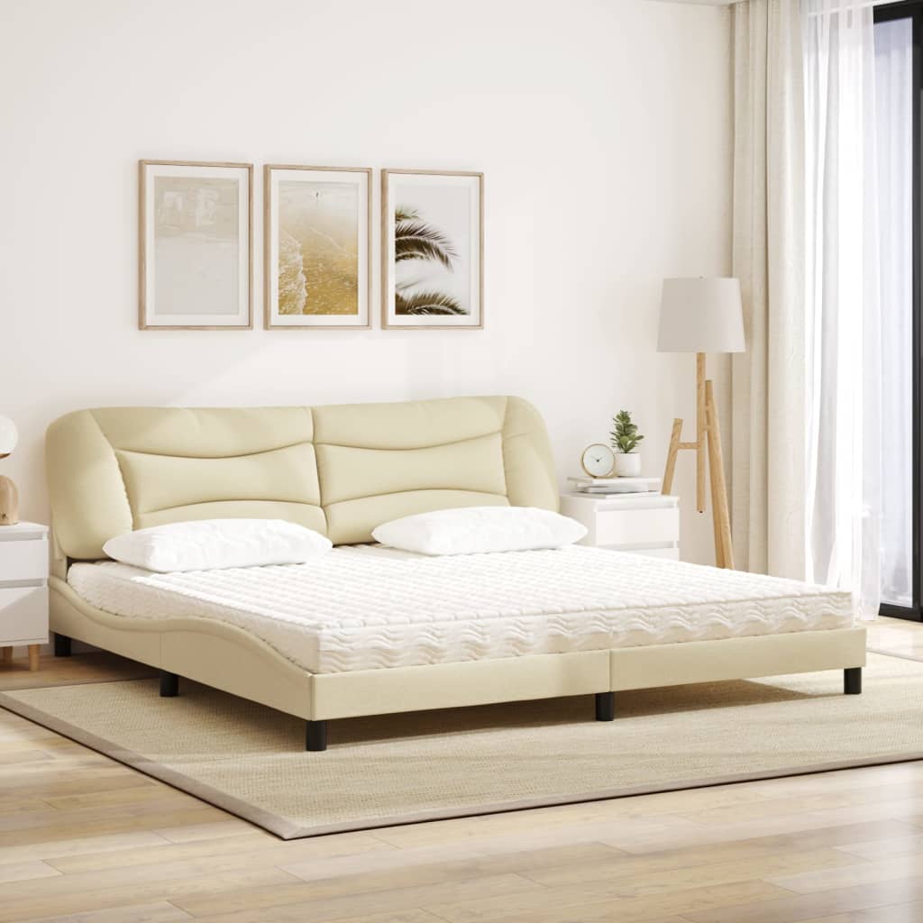 Bed met matras "Hvar" stof crèmekleurig 200x200 cm is nu te koop bij PeponiXL, paradijselijk wonen!
