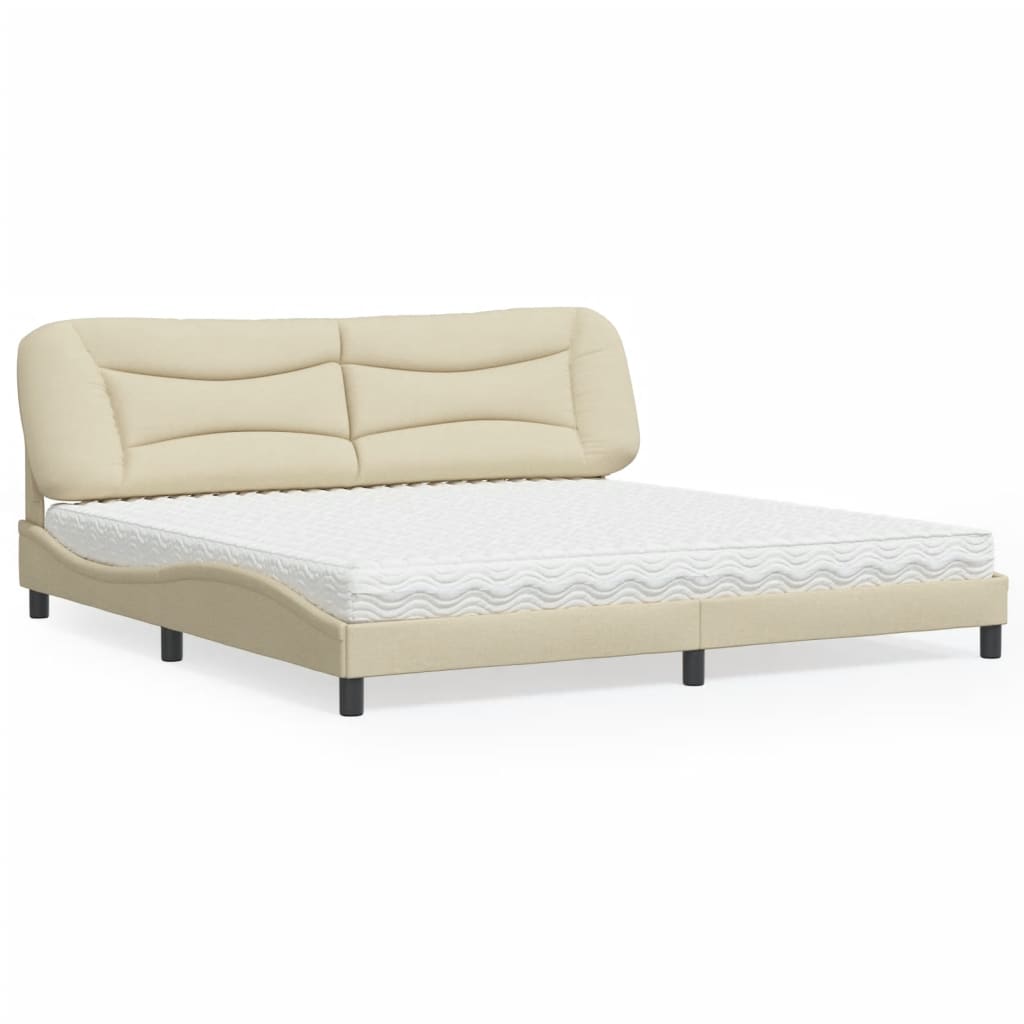 Bed met matras "Hvar" stof crèmekleurig 200x200 cm is nu te koop bij PeponiXL, paradijselijk wonen!