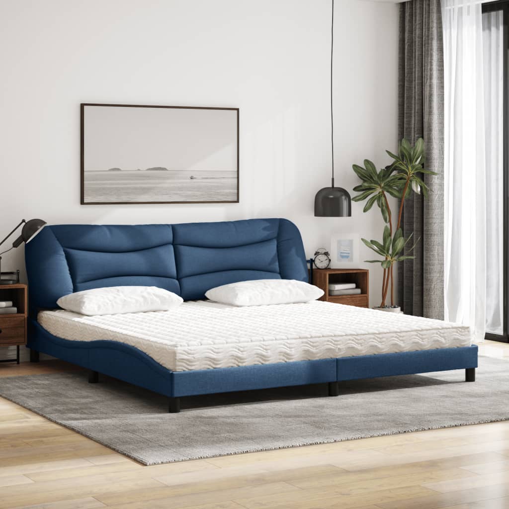 Bed met matras "Hvar" stof blauw 200x200 cm is nu te koop bij PeponiXL, paradijselijk wonen!