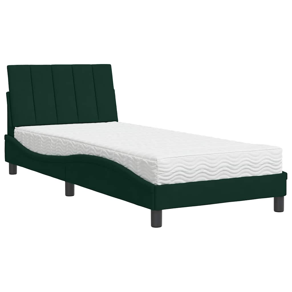 Bed met matras "Hanko" fluweel donkergroen 80x200 cm is nu te koop bij PeponiXL, paradijselijk wonen!