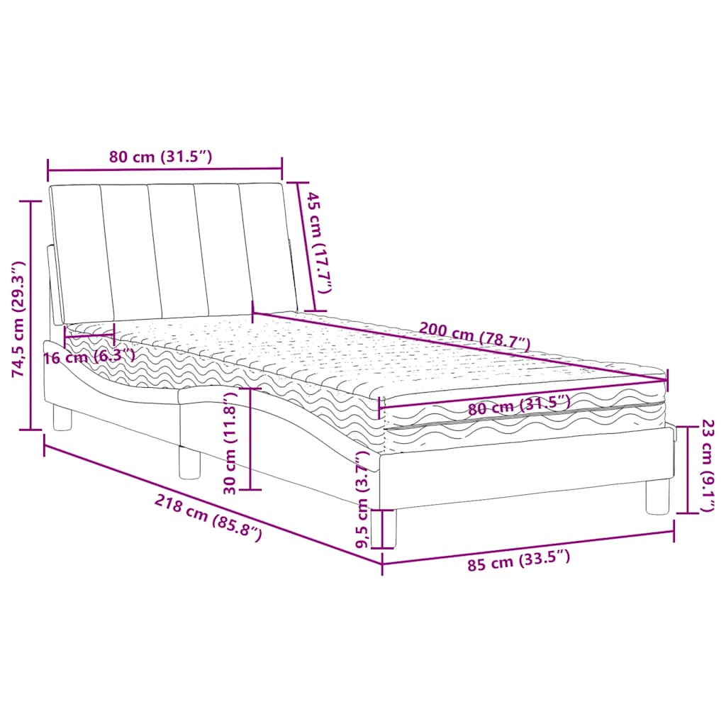Bed met matras "Hanko" fluweel donkergroen 80x200 cm is nu te koop bij PeponiXL, paradijselijk wonen!