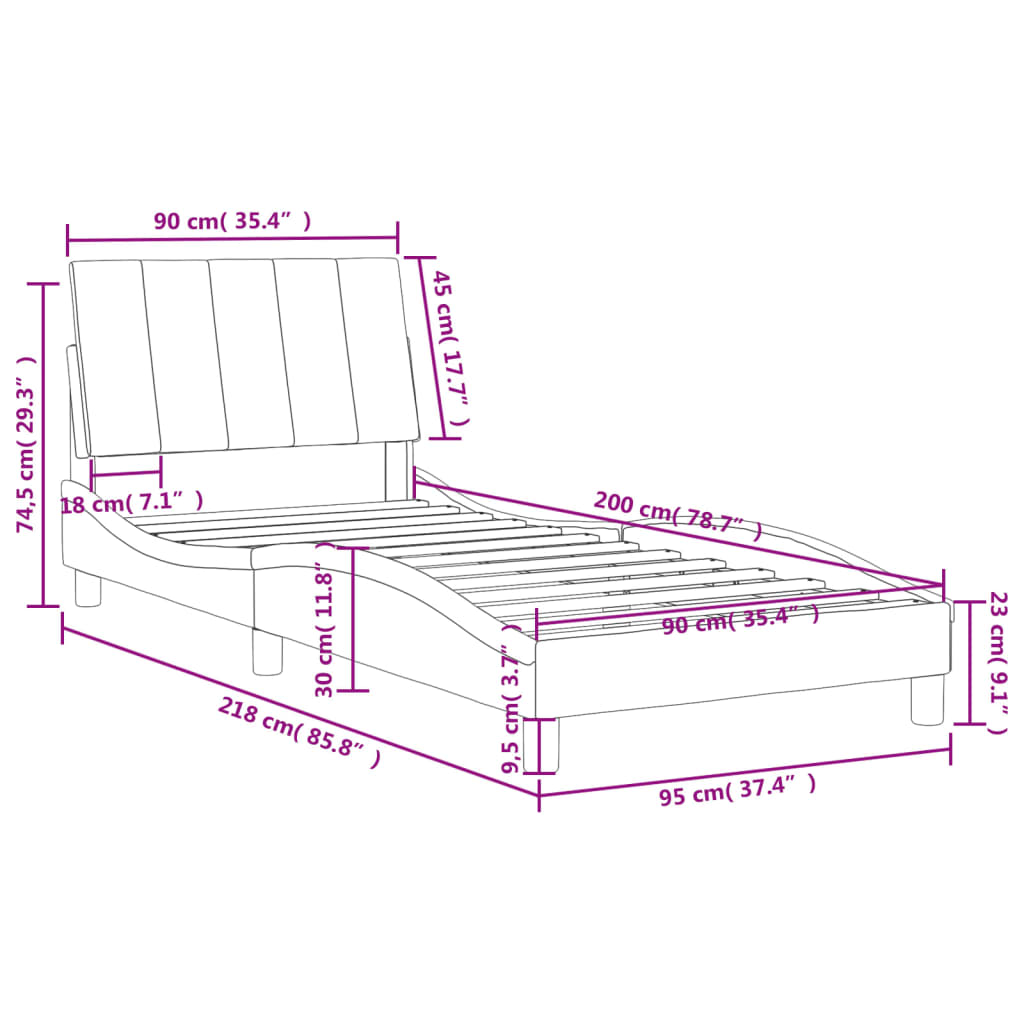 Bed met matras "Hanko" fluweel blauw 90x200 cm is nu te koop bij PeponiXL, paradijselijk wonen!