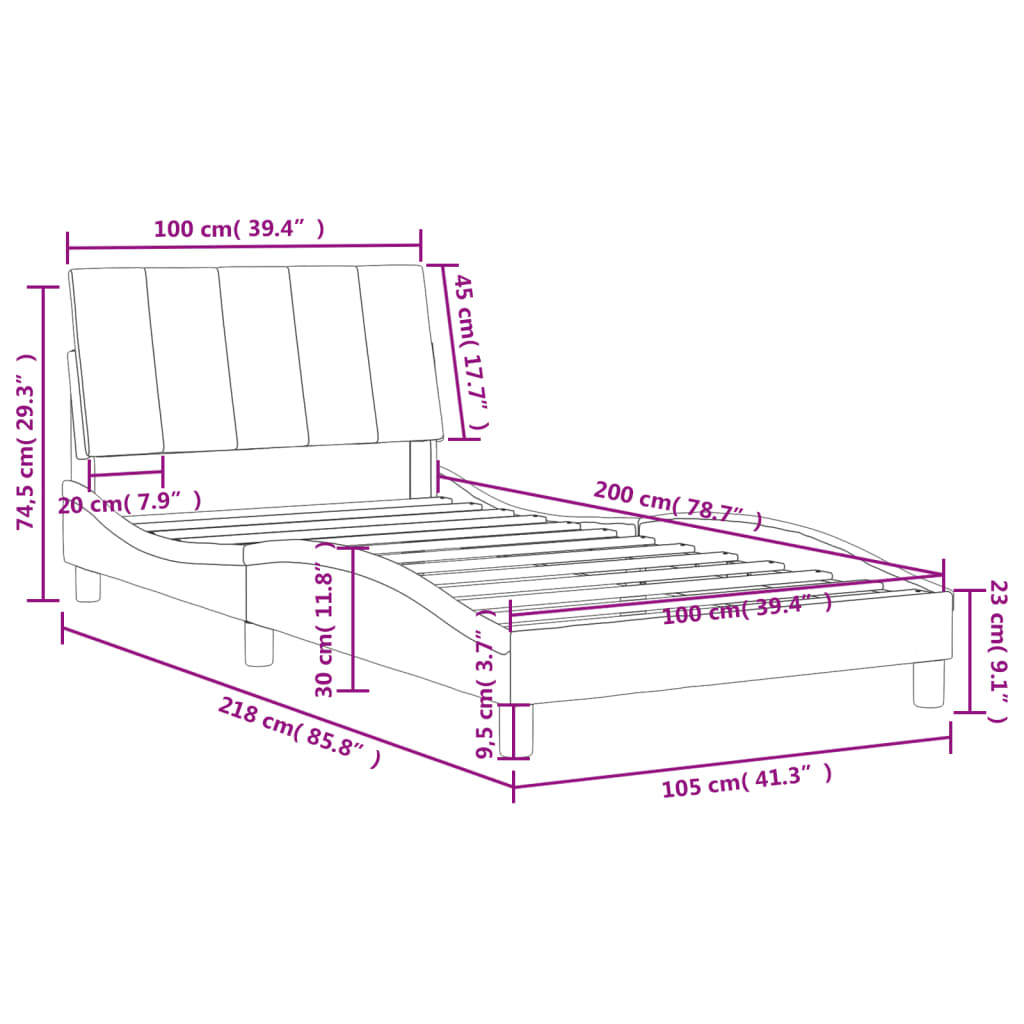 Bed met matras "Hanko" fluweel lichtgrijs 100x200 cm is nu te koop bij PeponiXL, paradijselijk wonen!