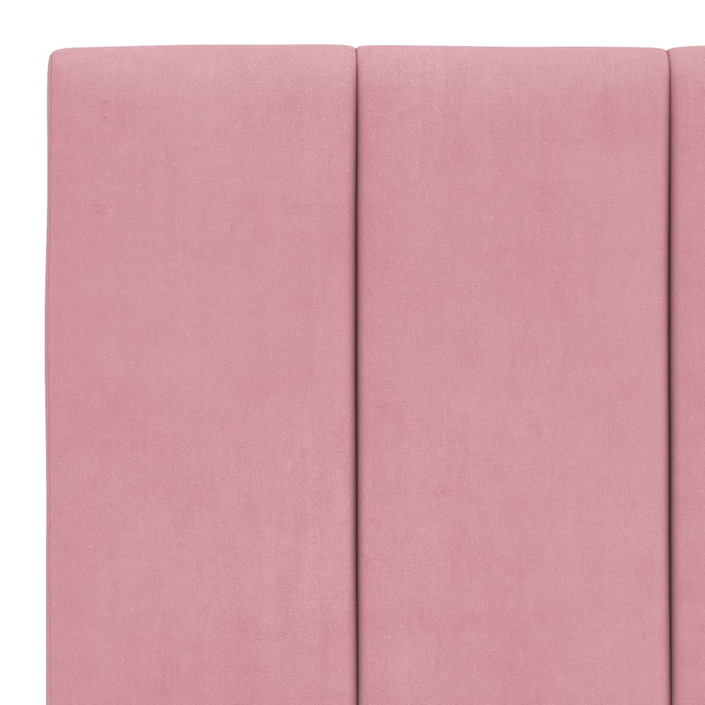 Bed met matras "Hanko" fluweel roze 100x200 cm is nu te koop bij PeponiXL, paradijselijk wonen!