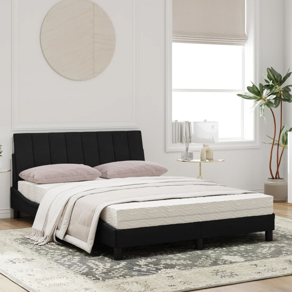 Bed met matras "Hanko" fluweel zwart 120x200 cm is nu te koop bij PeponiXL, paradijselijk wonen!