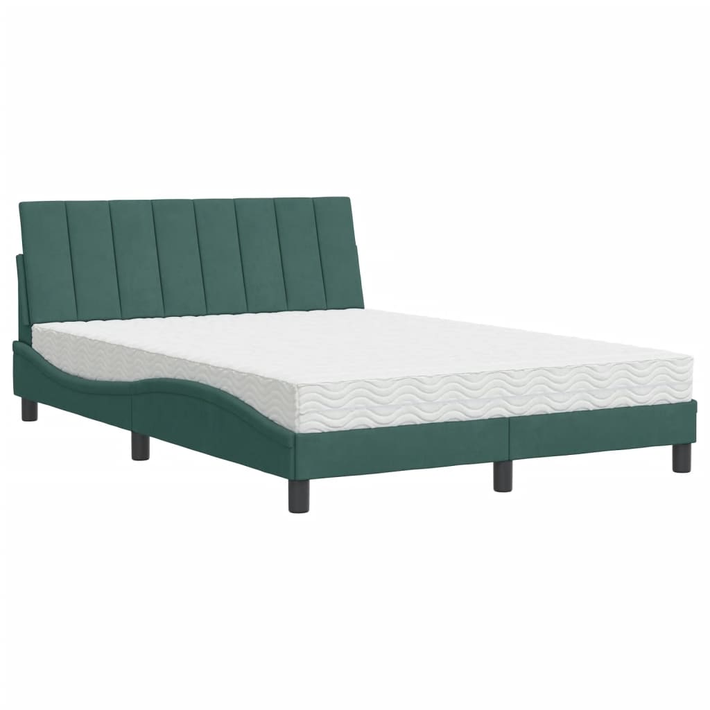 Bed met matras "Hanko" fluweel donkergroen 120x200 cm is nu te koop bij PeponiXL, paradijselijk wonen!