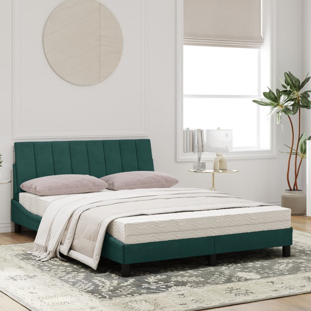 Bed met matras "Hanko" fluweel donkergroen 120x200 cm is nu te koop bij PeponiXL, paradijselijk wonen!