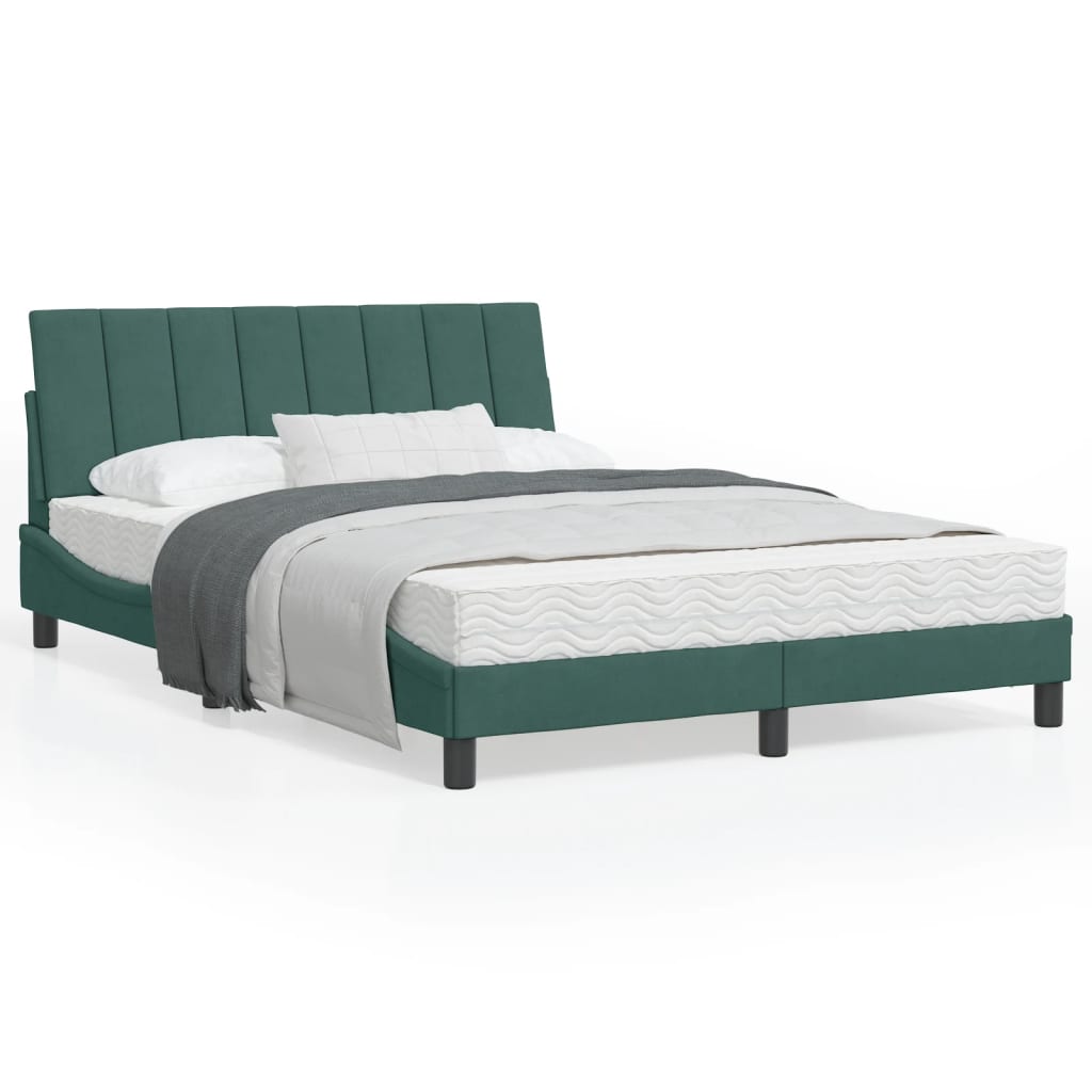 Bed met matras "Hanko" fluweel donkergroen 120x200 cm is nu te koop bij PeponiXL, paradijselijk wonen!