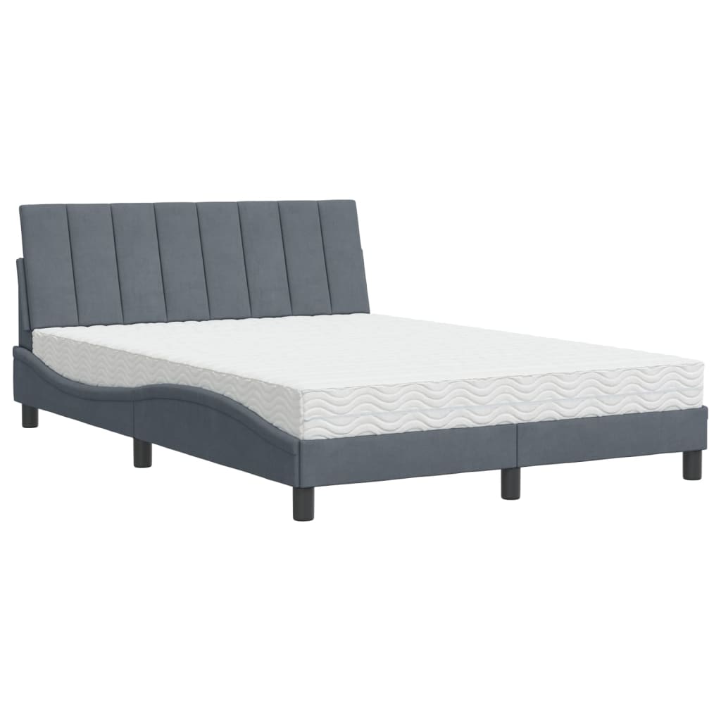 Bed met matras "Hanko" fluweel donkergrijs 140x190 cm is nu te koop bij PeponiXL, paradijselijk wonen!