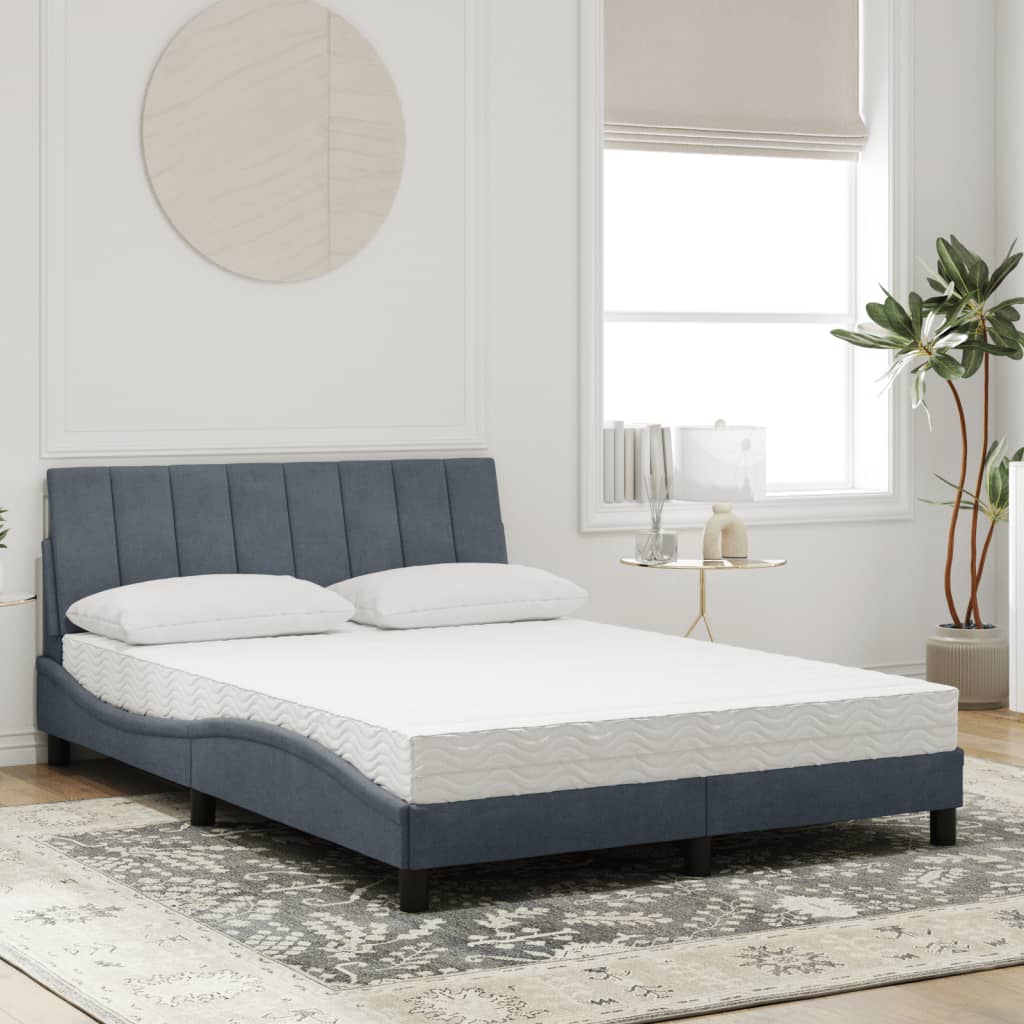 Bed met matras "Hanko" fluweel donkergrijs 140x190 cm is nu te koop bij PeponiXL, paradijselijk wonen!