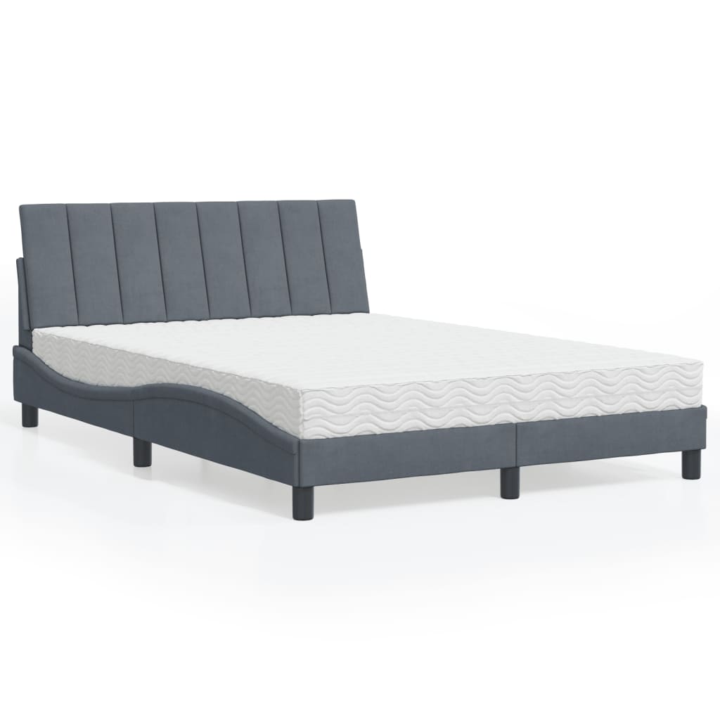 Bed met matras "Hanko" fluweel donkergrijs 140x190 cm is nu te koop bij PeponiXL, paradijselijk wonen!