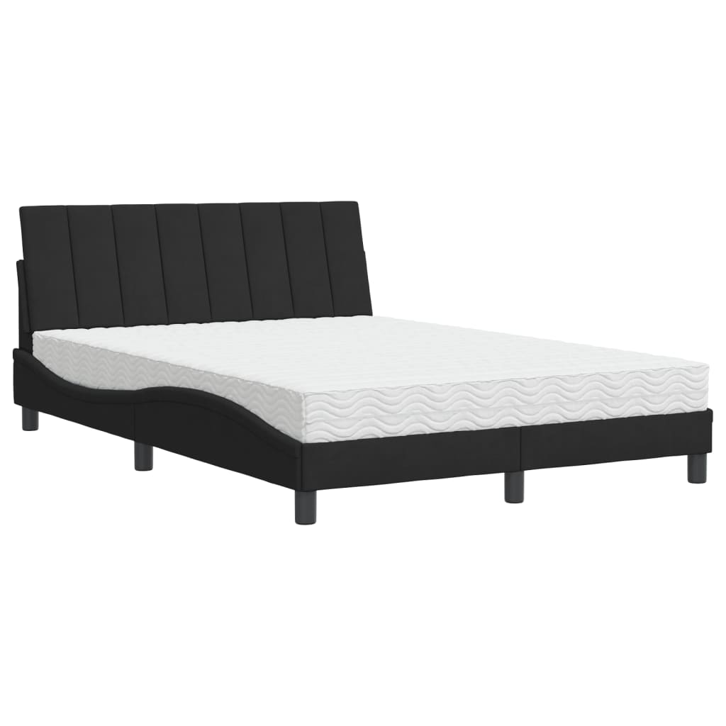 Bed met matras "Hanko" fluweel zwart 140x190 cm is nu te koop bij PeponiXL, paradijselijk wonen!