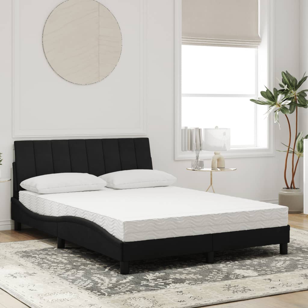 Bed met matras "Hanko" fluweel zwart 140x190 cm is nu te koop bij PeponiXL, paradijselijk wonen!