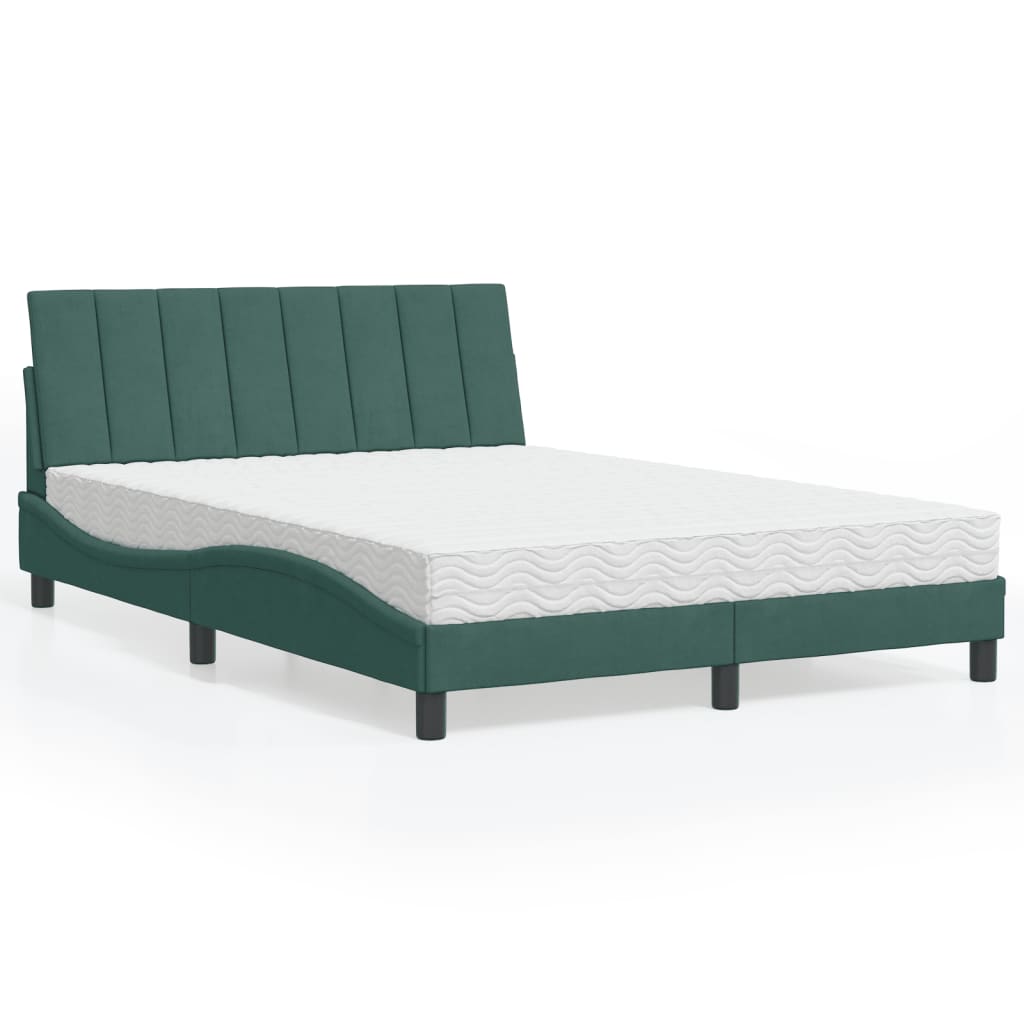 Bed met matras "Hanko" fluweel donkergroen 140x190 cm is nu te koop bij PeponiXL, paradijselijk wonen!